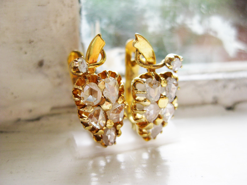 Gold grape earrings with diamante
